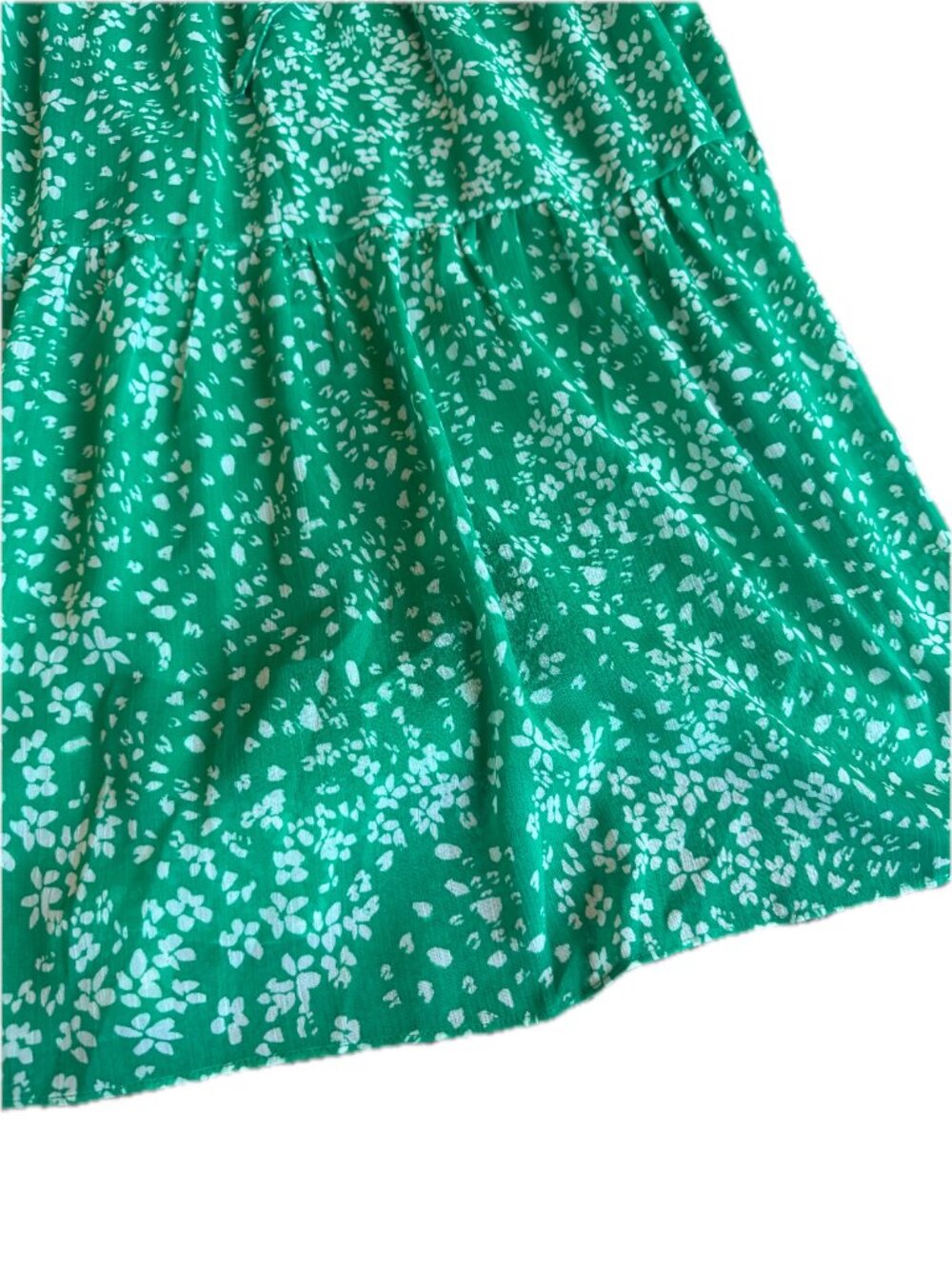 DKNY Green Floral Tiered Dress Ruffle V Neck Flutter Sleeve Size 14 Women's NWT - Picture 5 of 15
